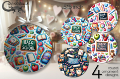 Back to school | 4 fall Round ornament sublimation designs Product Image 1