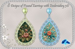Round earrings | 8 Designs of with Embroidery 3D, PNG Product Image 1