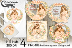 Mothers Day clipart | 4 cute PNG Sublimation designs Product Image 1