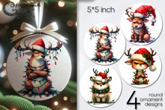 Christmas deer | funny Xmas round ornaments sublimation Product Image 1