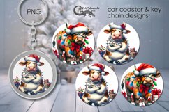 Christmas cow | funny Car coaster &amp; key chain sublimation PL Product Image 1