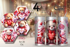 Valentine animals | 4 cute teddy bear Skinny tumbler Product Image 1