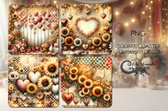 Romantic Sunflowers | 4 square coaster sublimation designs P Product Image 1