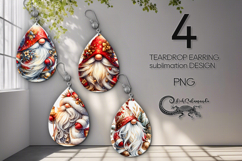 Xmas gnome | Christmas Teardrop earring sublimation design Product Image 1