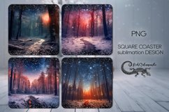 Christmas forest | 4 square coaster sublimation designs P Product Image 1