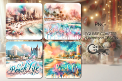 Beach life | 4 square coaster sublimation designs PLUS Product Image 1
