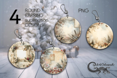 Vintage New year | Xmas Round earring Sublimation PL Product Image 1