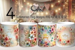 Watercolor Hello Spring | 4 Flower Sublimation Mug designs P Product Image 1