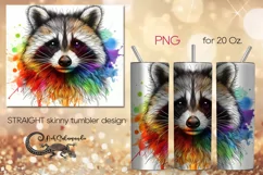 Rainbow raccoon | skinny tumbler Sublimation design PLUS3 Product Image 1