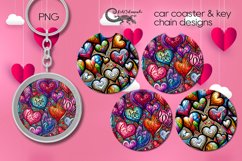 Valentine hearts | car coaster &amp; key chain designs PLUS3 Product Image 1