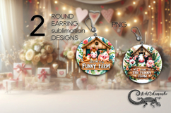 Funny farmhouse | 2 Round earring Sublimation designs PL3 Product Image 1