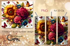 Butterfly & sunflower | Skinny tumbler Sublimation design P3 Product Image 1