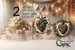 Valentine vintage hearts | 2 Sublimation round earring PL3 Product Image 1