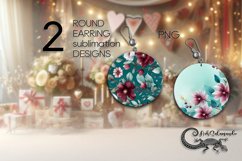Vintage flowers | Round earring sublimation design PLUS3 Product Image 1