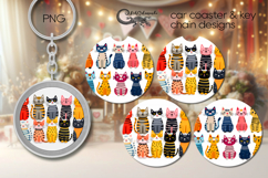 Colorful Cats | Cartoon Car coaster &amp; key chain designs PL3 Product Image 1