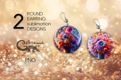Fantasy flowers | Round earring Sublimation design PLUS3 Product Image 1