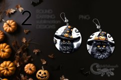 Halloween cat | 2 funny round earring Sublimation designs3 Product Image 1