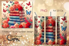 Book & Flowers | watercolor tumbler Sublimation design PL3 Product Image 1