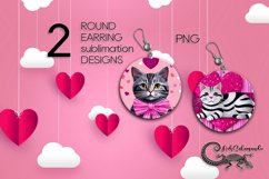 Valentine cat | 2 Sublimation round earring designs PL3 Product Image 1