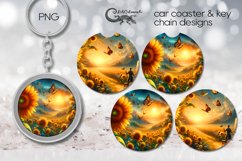 Romantic sunflowers | Car coaster &amp; key chain sublimation P3 Product Image 1