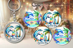 Beach, summer time | Car coaster &amp; key chain designs PL3 Product Image 1
