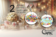 Motivating inscription | Round earring sublimation design P3 Product Image 1