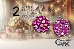 Purple Valentine | round earring Sublimation designs P3 Product Image 1