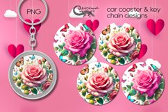Rose | Spring Car coaster &amp; key chain sublimation design PL3 Product Image 1