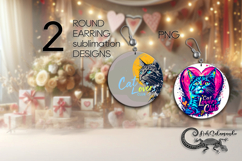 Cat lovers | Cartoon style Round earring sublimation PL3 Product Image 1