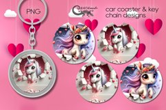 Valentine unicorn | car coaster &amp; key chain design Product Image 1