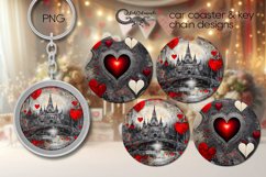 Valentine vintage | gothic car coaster &amp; key chain design P3 Product Image 1