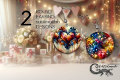Boho hearts | Valentine Sublimation round earring design PL3 Product Image 1