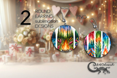 Camping | 2 Round earring sublimation designs PL3 Product Image 1