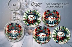 Christmas Snowman | 2 retro Car coaster &amp; key chain designs3 Product Image 1