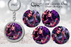 Motorcycle girl | Car coaster &amp; key chain sublimation PLUS3 Product Image 1