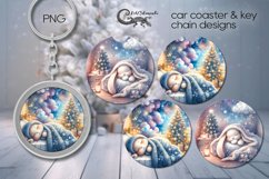 Sleeping baby | xmas Sublimation Car coaster &amp; key chain PL3 Product Image 1