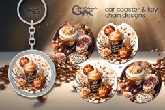 Watercolor Coffee| car coaster &amp; key chain design PL3 Product Image 1