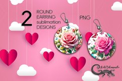 Watercolor Roses | Round earring sublimation design3 Product Image 1