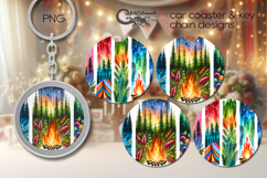 Camping | Car coaster &amp; key chain sublimation design PL3 Product Image 1