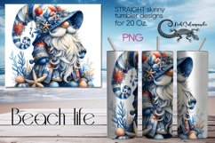 Gnome Beach life | Marine Skinny Tumbler Sublimation design Product Image 3