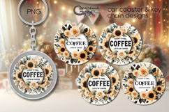 Coffee &amp; flowers | Car coaster &amp; key chain sublimation PL3 Product Image 1