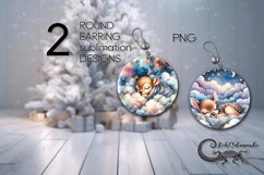 Sleeping baby animals | nursery Sublimation round earring P3 Product Image 1