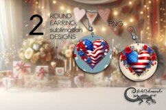 Patriotic USA heart | American Round earring design PL2 Product Image 1