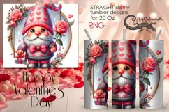 Valentine gnome | grey & pink Skinny tumbler Sublimation 3 Product Image 1