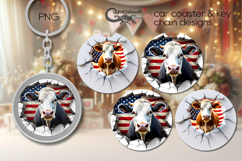 Cow &amp; wall | style Car coaster &amp; key chain sublimation PL3 Product Image 1