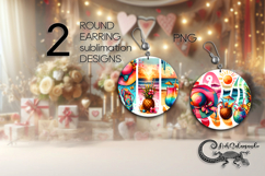 Bright Beach Life | 2 Sublimation round earring designs PL3 Product Image 1