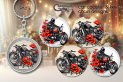 Motorcycle &amp; flower | Bike Car coaster &amp; key chain design P3 Product Image 1