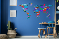Detailed Multicolor Dinosaur World Map Product Image 7