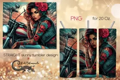 Motorcycle girl | Skinny tumbler sublimation design PLUS3 Product Image 1