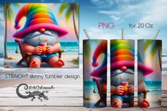 Gnome Beach life | sun Skinny Tumbler Sublimation design PL3 Product Image 1